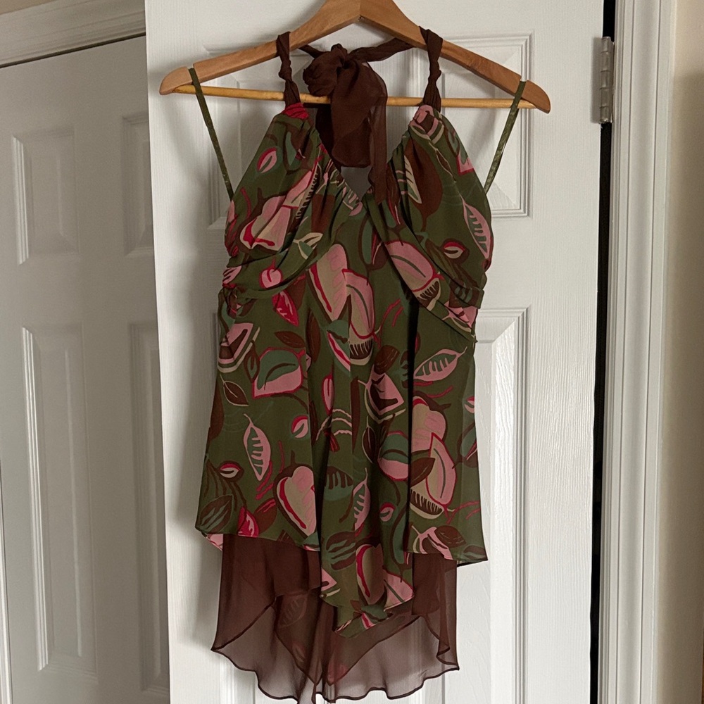 Floral Halter Top with Layered Design